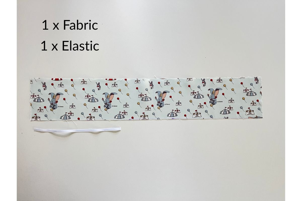 Photo of what you need fabric scrap and elastic