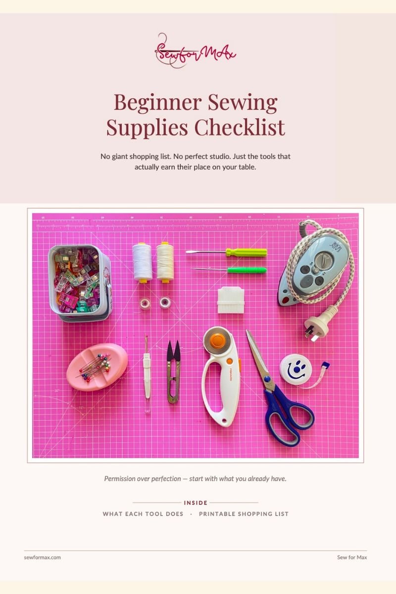Free printable Beginner Sewing Checklist from Sew for Max